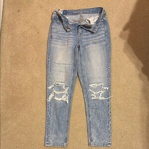 American Eagle Outfitters Light Wash Distressed Ankle Jeans